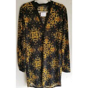 Time Line Long Sleeve Stretch Knit Abstract Tunic Top Dress sz L